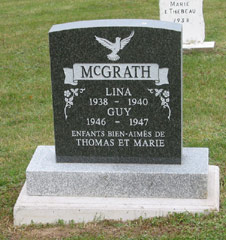Pierre tombale de Lina et Guy Mcgrath
